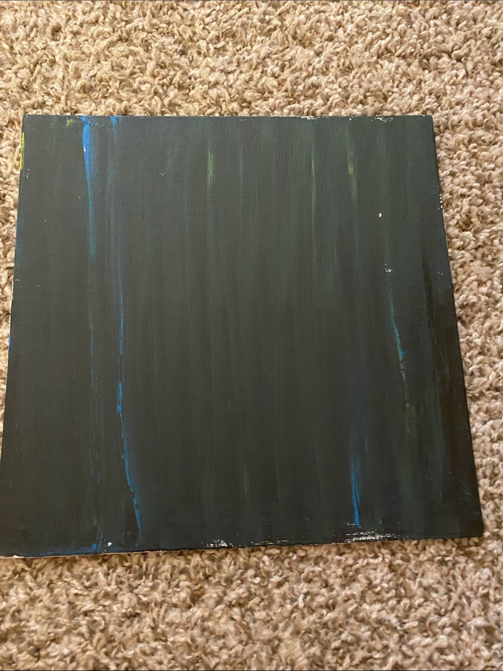 Modern Black Canvas Wall Art with Blue and Green Streaks